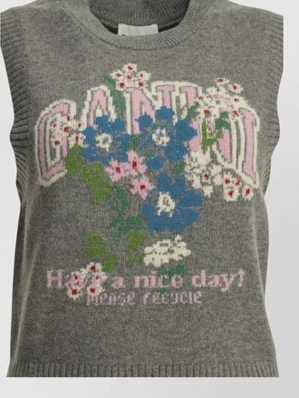 Ganni floral-print ribbed crewneck vest