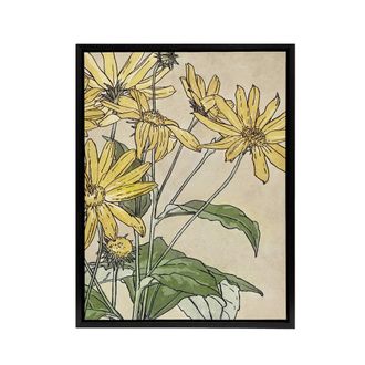 Artery8 Sunflowers Watercolour Framed Canvas Wall Art Print Overbeck in Orange | Size: W24 x H32