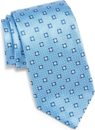Canali Medallion Silk Tie in Light Blue at Nordstrom