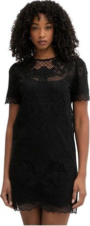 Twinset Scalloped Kant Jurk - Dames - Jurken - Zwart - Maat: XS Katoen