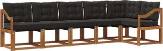 vidaXL Conjunto De Sof&aacute;s De Exterior 6 Uds. Natural Y Negro Vidaxl