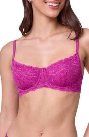 Montelle Intimates Flirt Lace Underwire Demi Bra in Passion Fruit at Nordstrom, Size 30C
