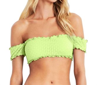 Seafolly Off The Shoulder Bikini Top In Sea Neon Green