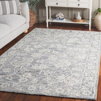 Safavieh Capri Hand Made Area Rug, Blue / Ivory Traditional Style Non-Shedding