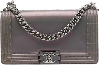 Chanel Pre-owned Boy Flap Shoulder Bag - Dames - Vintage Schoudertas - Grijs - ONE Size - Leer - Vintage