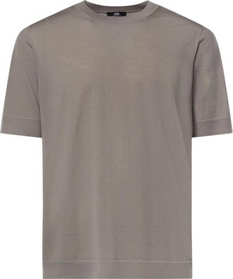 Alpha Studio Merino T-shirt met ronde hals - Heren - Tops - Beige - Maat: 2XL Wol