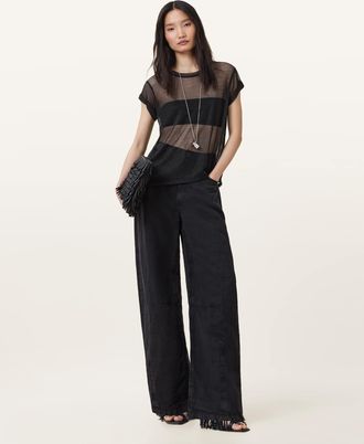 AllSaints Cotton/Metal Fibre Thea Sparkle Top, Size: XS