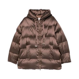 Max Mara Nerine Doorgestikt Donsjack - Dames - Jassen - Bruin - Maat: XS Zijde