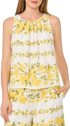 Ted Baker Sleeveless Floral Print Top in Ultra White at Nordstrom Rack, Size X-Small