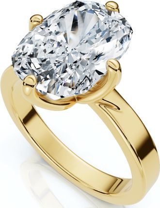 Pompeii3 Certified 4Ct Elongated Cushion Diamond Cigar Band Engagement Ring Lab Grown
