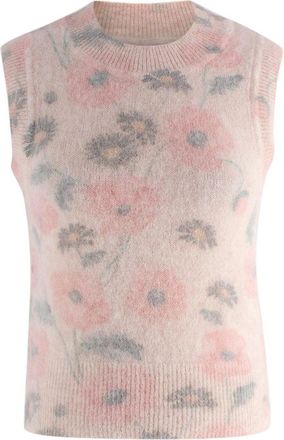 Sandro Pink Floral Mohair Blend Sweater Vest Size S