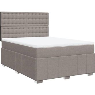 vidaXL Vidaxl - Cama Box Spring Con Colch&oacute;n Tela Gris Taupe 140x200 Cm