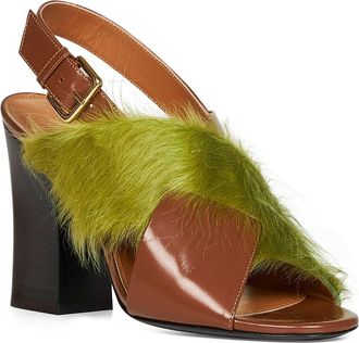 Marni Womens Brown And Green Leather Long-Hair Sandals Brown-Green Ovine Brown/green