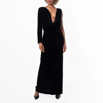 Bally Deep V-Neck Dress With Signature Strap Detail, Brand Size 36 ( US Size 0 )