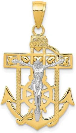 Diamond2Deal 10k Two-tone Mariners Crucifix Pendant