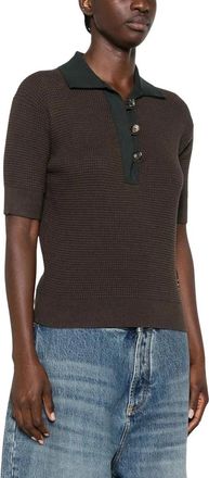 J.W.Anderson Gebreide Poloshirt - Dames - Ronde hals truien - Groen - S - Katoen - Truien & Vesten