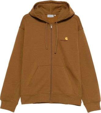 Carhartt Work in Progress Felpa American Script con zip e cappuccio - Marrone
