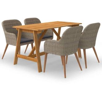 vidaXL Juego De Comedor Para Jard&iacute;n 5 Piezas Marr&oacute;n Vidaxl