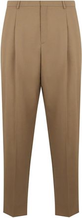 Saint Laurent Slim-fit broek - Heren - Slim Fit Broeken - Bruin - L - Wol - Broeken