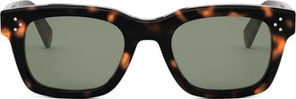 Celine Bold 3 Dots 50mm Square Sunglasses in Dark Havana /Green at Nordstrom
