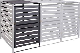 Hhg Hhg - Nunca Usado] Extensi&oacute;n De Tapa De Cubo De Basura Xl 1pc/2pc 714, Caja De Cubo De Basura, 114x67x97cm Madera Maciza, Antracita