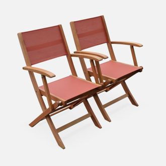 Sweeek Silla De Jard&iacute;n Plegable De Madera De Eucalipto, Set De 2
