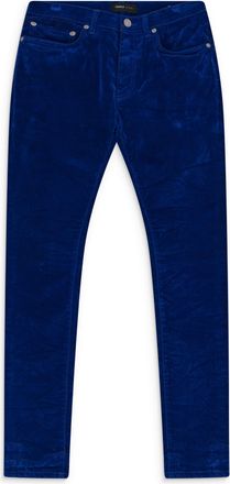 Purple Blue Velours Flocked Skinny Jeans