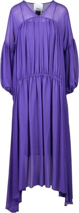 Erika Cavallini Semi Couture Zijde Acetaat Jurk - Dames - Maxi kleedjes - Paars - S - Kleedjes
