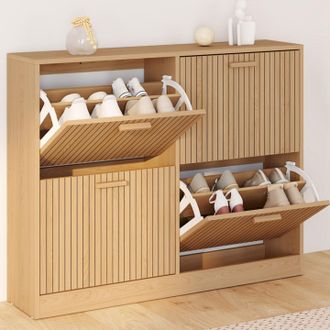 IDMarket Zapatero Juliette 20 Piezas Con 4 Puertas De Lamas De Roble