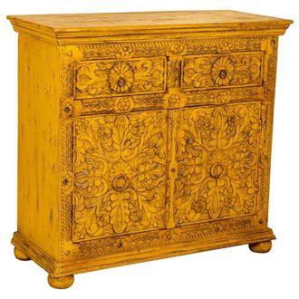 Wanderlust Deco Aparador De Madera Amarillo 90x40x90 Cm