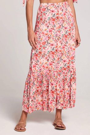 Saltwater Luxe Floral Button Up Midi Skirt In Multi