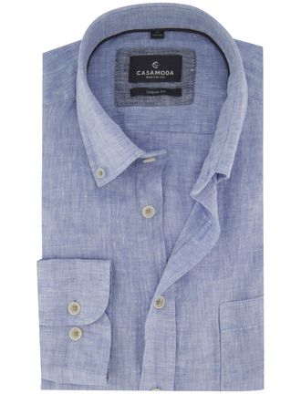Casamoda Blauw overhemd Casa Moda borstzak gem&ecirc;leerd witte knopen