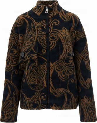 Liu Jo Paisley Wool-Blend Knitted Bomber Jacket