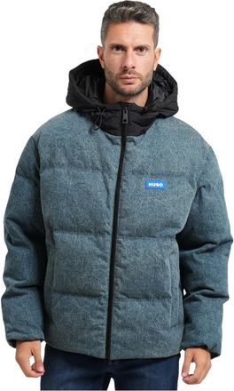 HUGO BOSS Jassen, Heren, Blauw, S, Leer, Gewatteerde jas