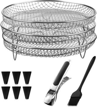 OEM Rejilla Apilable De Acero Inoxidable De 3 Niveles Para Freidora De Aire, Rejilla Deshidratadora Para Horno Y Microondas, Hornear Y Asar