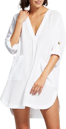 Seafolly Essential Cover-Up in White at Nordstrom, Size X-Small