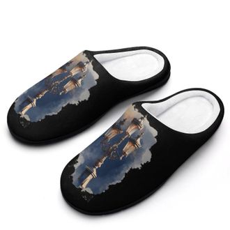 Generic Vintage Street Lights Lamp Post Slippers Men Winter Warm Cotton Anti-Slip Indoor Slip-Ons House Shoes
