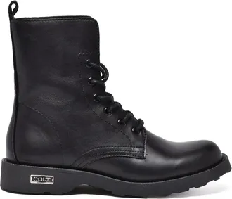Cult Black Leather Lace-Up Combat Boots