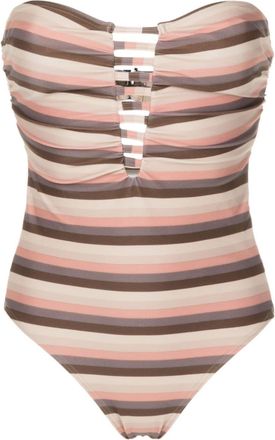 Amir Slama striped cut-out strapless swimsuit - women - Polyamide/Elastane - GG - Neutrals