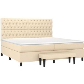 vidaXL Vidaxl - Cama Box Spring Con Colch&oacute;n Tela Color Crema 200x200 Cm