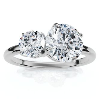 Pompeii3 1 1/2Ct Two Stone Toi Et Moi Diamond Ring 14k Gold or Pt Lab Grown