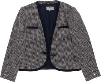 Valentino Garavani 1980s herringbone-pattern jacket - women - Wool/Silk/Cupro - 48 - Grey