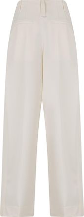 Victoria Beckham Womens Trousers Pleated White Wool Wide-Leg