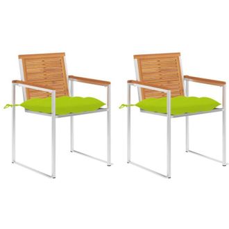 vidaXL Sillas De Jard&iacute;n Con Cojines 2 Uds Madera Maciza Acacia Y Acero Vidaxl