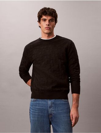 Calvin Klein Jeans Calvin Klein Mens Allover Monogram Relaxed Sweater - Black - XL