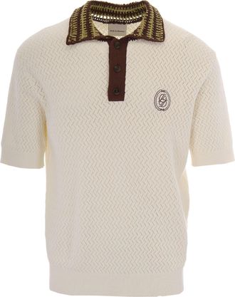 Dr&ocirc;le de Monsieur Off White Miroir Maille Ajour&eacute; Polo Shirt