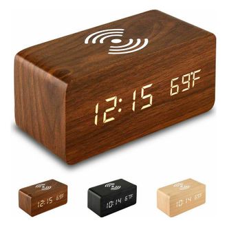 OEM Reloj Despertador Digital Con Cargador Inal&aacute;mbrico, Reloj Despertador De Escritorio Led Con Pantalla De Temperatura, Rojo