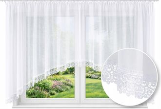 OEM Cortina Cl&aacute;sica, Lista Para Colgar, Para Sal&oacute;n Y Dormitorio, Con Cintas Para Atarla, Confeccionada En Voile Blanco Liso, 300 X 90 Cm, Guipur