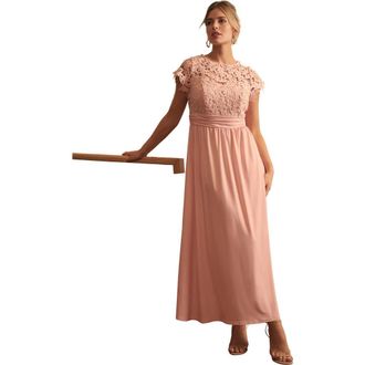 Jessica London Lace Maxi Dress in Soft Blush at Nordstrom, Size 16