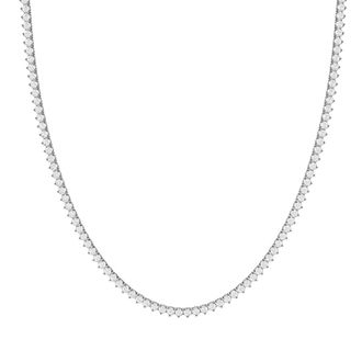 Diamond2Deal 14K White Gold 3CT Round Lab Grown Diamond. 3 Prong Straight Line Tennis Necklace (E-F, VS1-VS2)